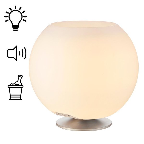 Лампа, Поставка за бутилки и Bluetooth тон колонка Kooduu Sphere Silver