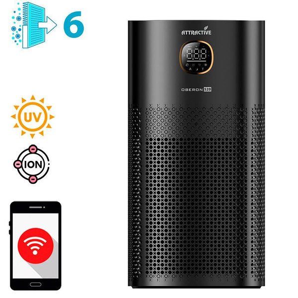 пречиствател за въздух OBERON 520 WiFi, черен цвят, за дома, офиса, купи онлайн  

5